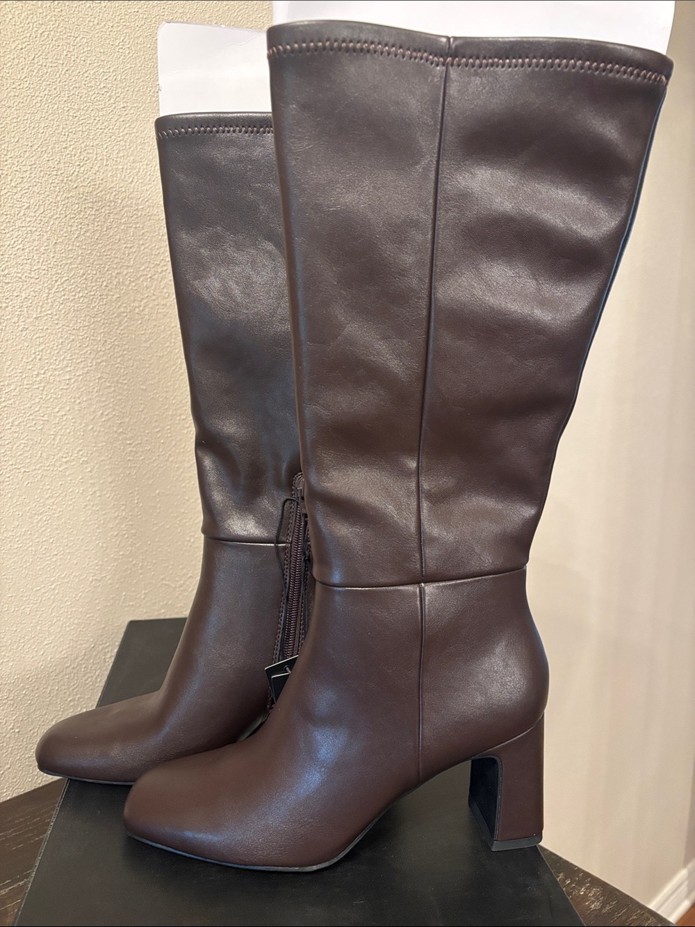 Madden NYC Classic Women’s Knee-High Heeled Boots in Dark Brown